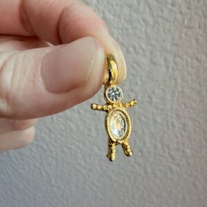 Gold-tone birthstone boy-shaped pendant charm